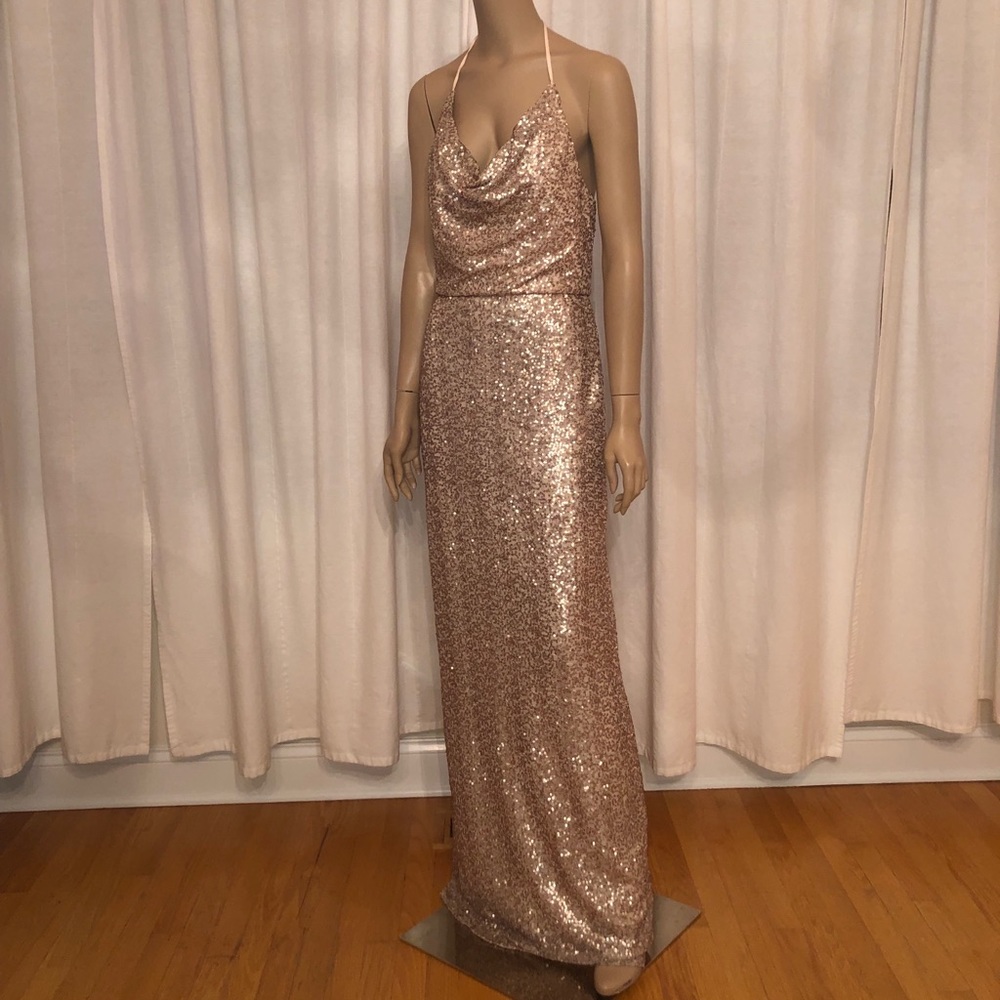 BRAND NEW ❤️ Amsale rose gold sequins dress